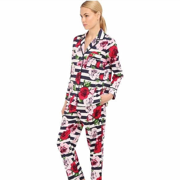 kate spade Other - kate spade ♠️ Grosgrain Trimmed Floral Striped PJs